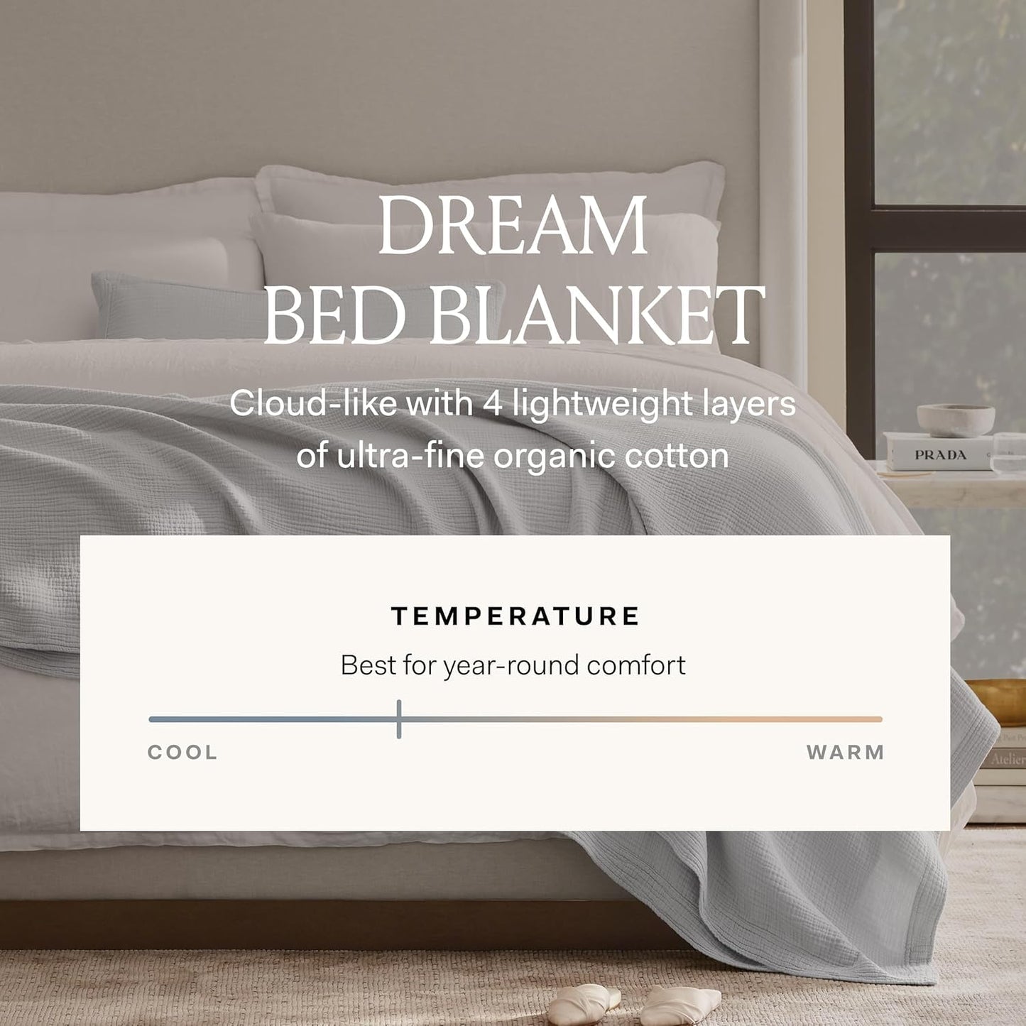 BOLL & BRANCH Dream Bed Blanket - Twin/Twin XL, Coastal Navy - Luxury 100% Organic Cotton - Soft, Lightweight and Breathable - Cloud-Like Touch