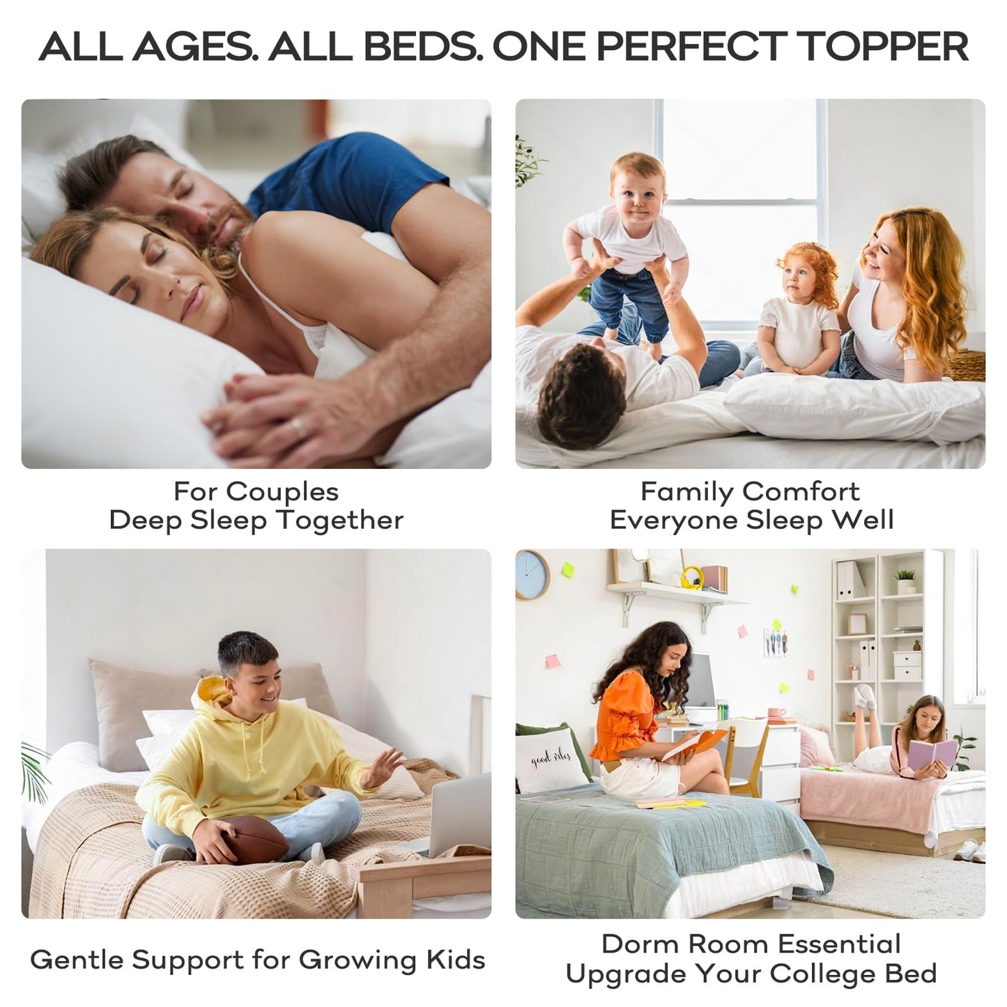 OLANLY Queen Mattress Topper, Bamboo Viscose Cooling Pillow Top Mattress Pad, Soft Plush Down Alternative for Firm Mattress, Back & Hip Pressure Relief, Machine Washable, Deep Pocket, Dark Gray