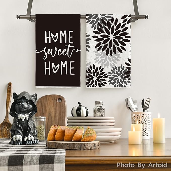Artoid Mode Black Stripes Home Sweet Home Boho Halloween Kitchen Towels Dish