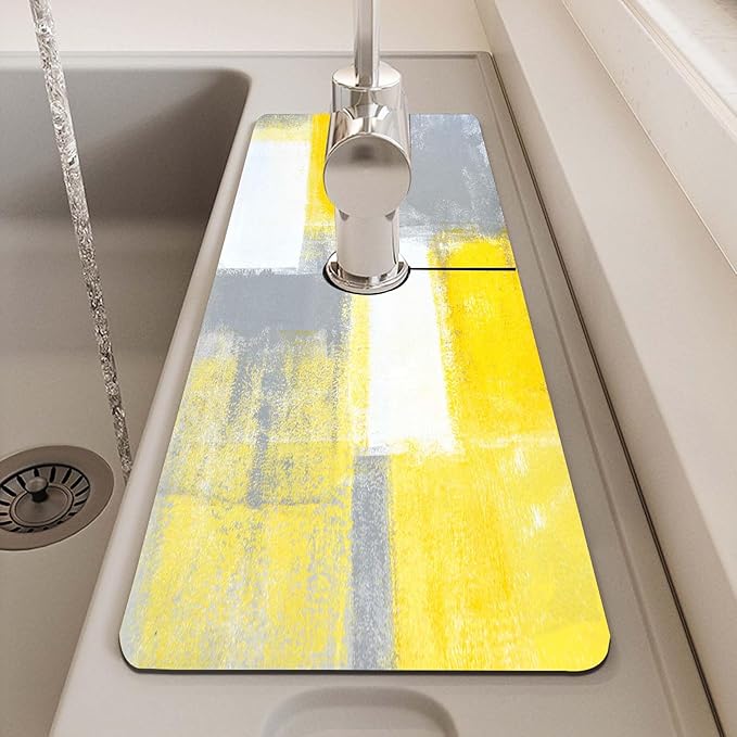 MCALK Yellow Kitchen Sink Faucet Mat Splash Guard, Absorbent Quick-Dry Kitchen