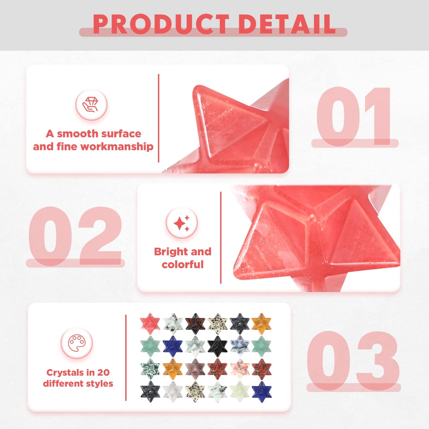 Nuenen 25 Pieces Merkaba Star Crystal Worry Stones Bulk 0.7 Inch Mini Crystals and Healing Stone Carved Merkaba Star Gemstone Chakra Stones for Witchcraft Meditation Balancing Jewelry Pendant Decor