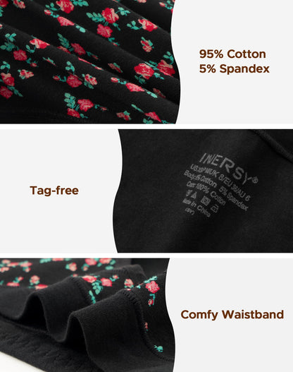 INNERSY Maternity Knickers Under Bump Cotton Pregnancy Underwear Low Cut Pants After Birth 5 Pack (10, Black/Navy Blue/Burgundy/Green/Rose Print)