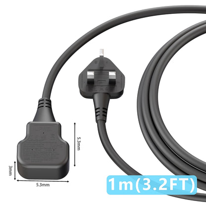 1 Meter Short Extension Lead Single Plug Socket Power Cable 13 Amp Extension Cord Electrical Socket Black