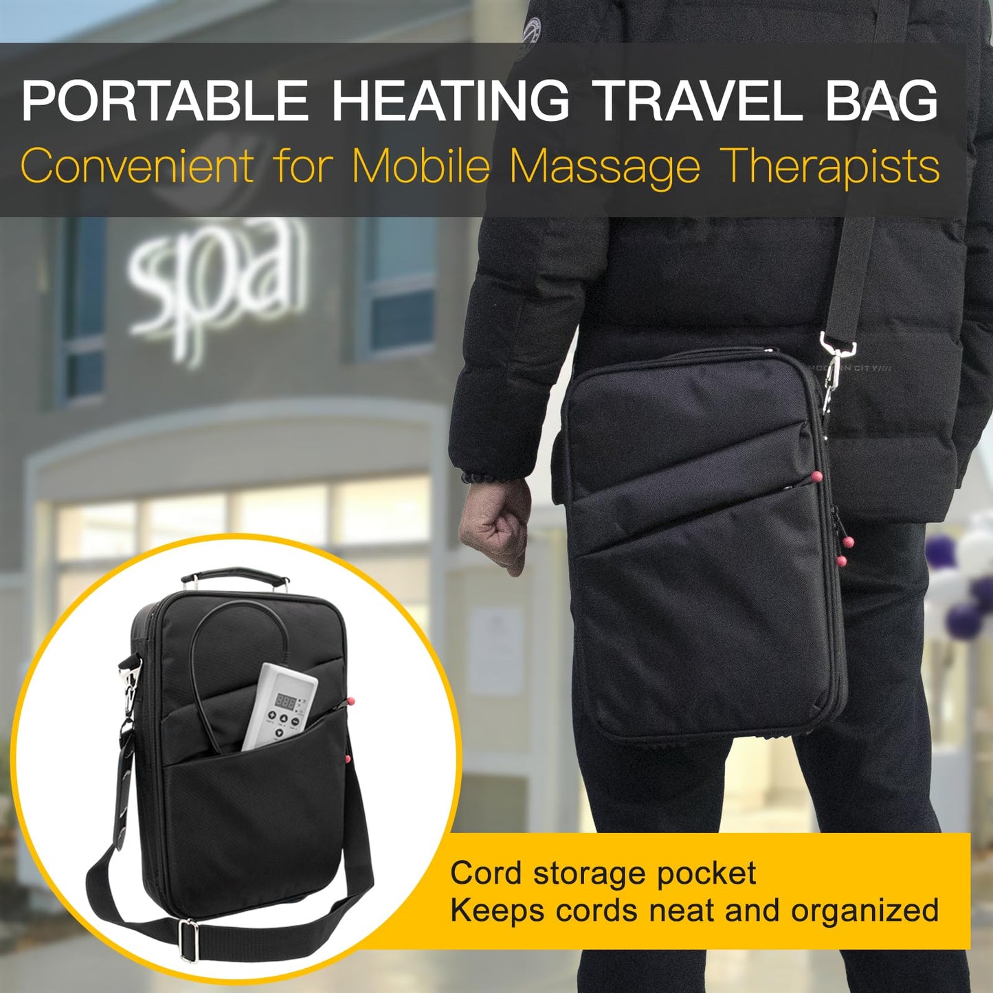Goodtar Portable Massage Stone Warmer Set, 20 Pcs Basalt Hot Stones with Heater Kit, Electric Hot Stones Warmer Massager for Professional/Home Spa, Digital Controller Heating Travel Bag (Black)