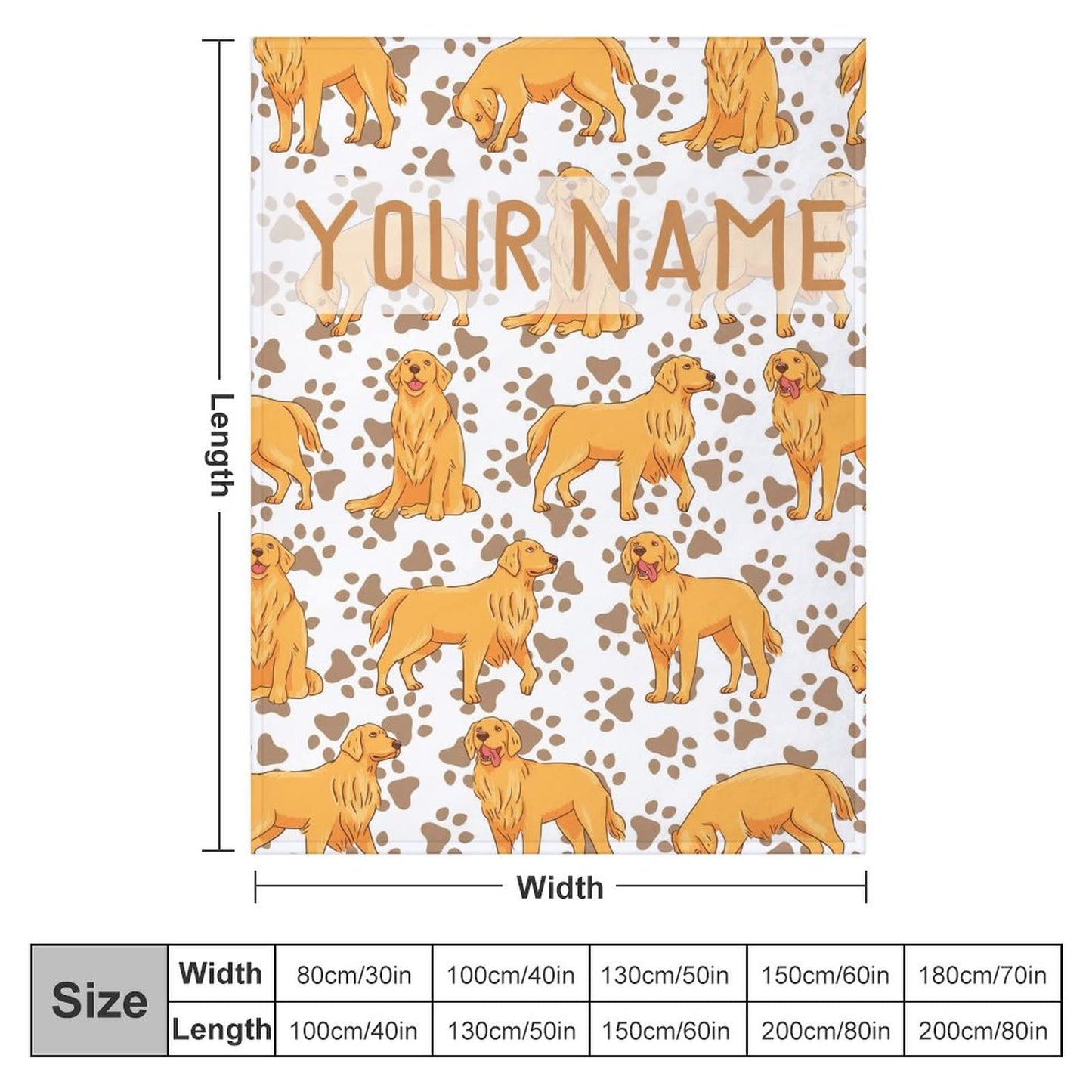 AIOMXZZ Personalized Golden Retriever Blanket Gifts with Text Name, 60"x80" Dog Pattern Flannel Fleece Throw Blanket Soft, Lightweight, Comfortable, Warm Golden Retriever Blanket for Adults Kids