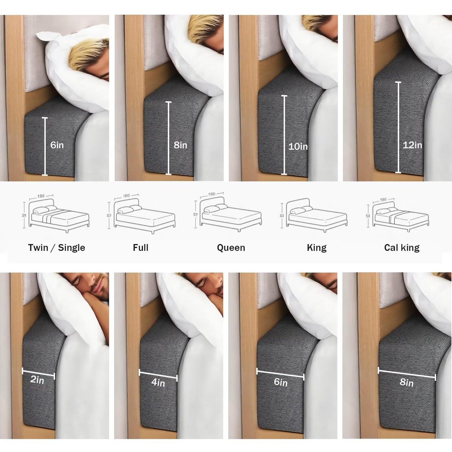 gywstars Queen/King Bed Gap Filler, High-Density Foam Mattress for Headboard/Wall Gap, Removable Cover