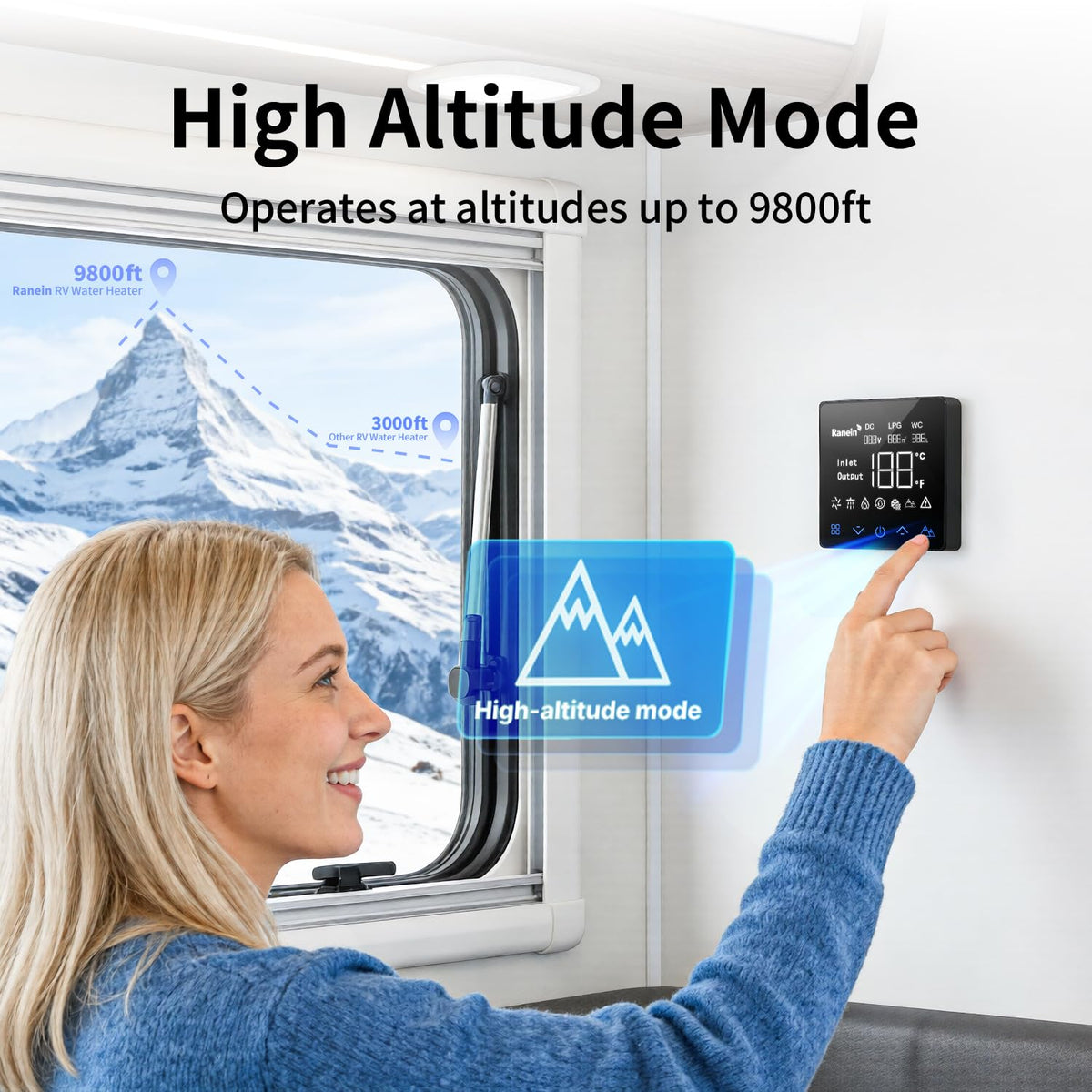 Gen II Ranein On-Demand Propane RV Tankless Water Heater, 15×15 White Door & Remote Control, High Altitude Compatible, CSA Certified, Summer Comfort Optimized, Perfect for Moderate Usage