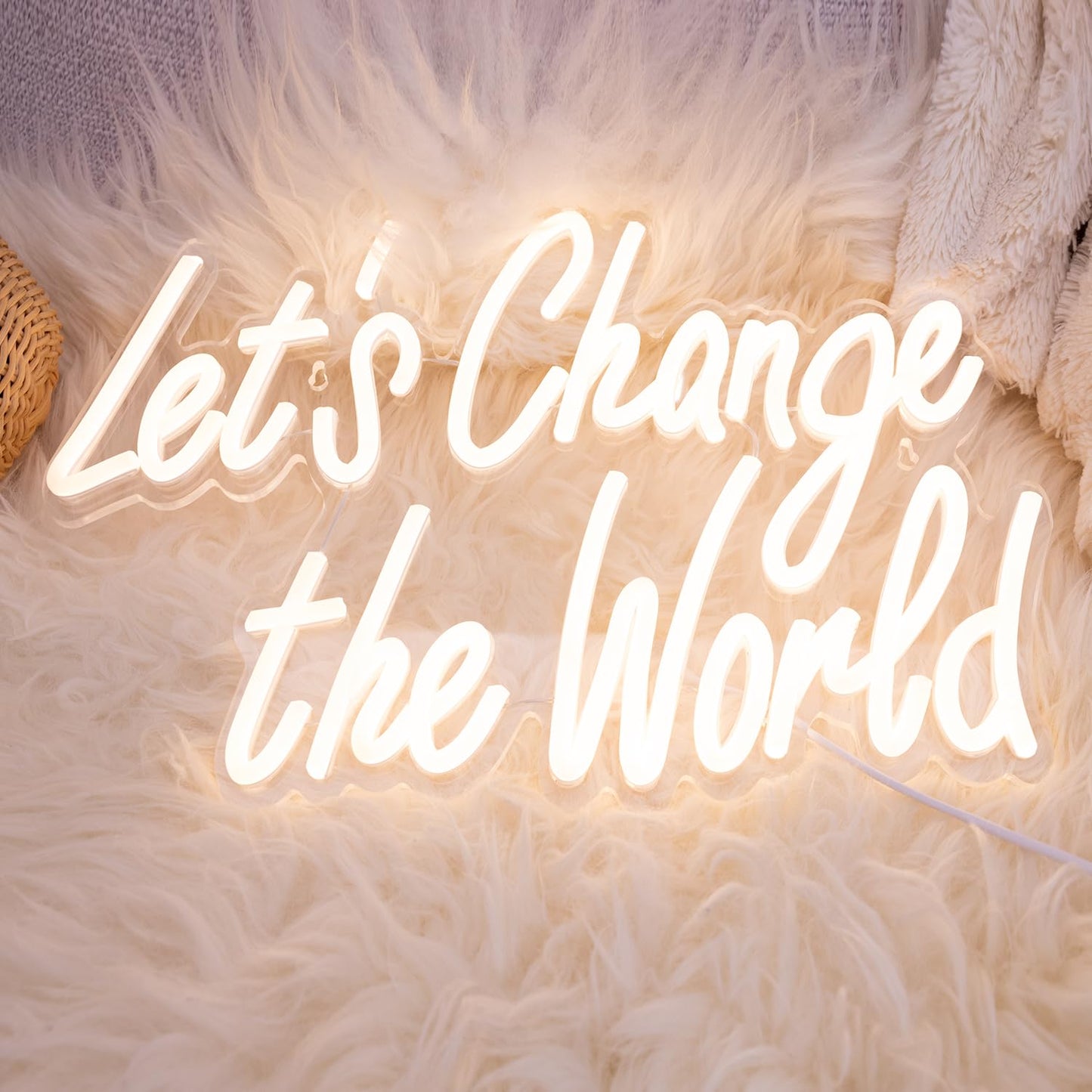Graduation Neon Sign "Let's Change the World" - Class of 2026 Graduation Party Decorations, Dorm Room Decor, Graduation Gifts Motivational LED Neon Light for Office 14x10 inch