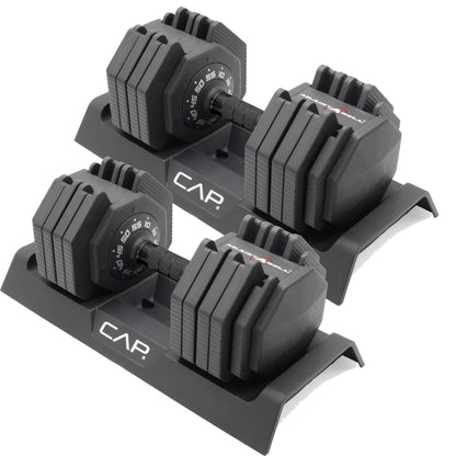 CAP Barbell ADJUSTABELL Adjustable 55 lb Hex Dumbbell Weights - Singles & Pairs | Multiple Handle Options