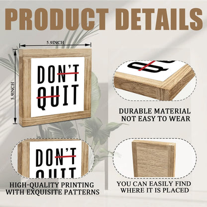 Don't Quit Wood Plaques Sign, Inspirational Wooden Box Sign, Home Wood Plaque Decor Signs, Motivational Home Office Desk Decor, Encouragement Gifts for Coworkers Students