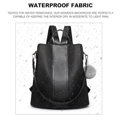 Miss Lulu Women Backpack Leisure Ladies Rucksack Water-Resistant Nylon School Bags Anti-Theft Daypack Shoulder Bag (black)