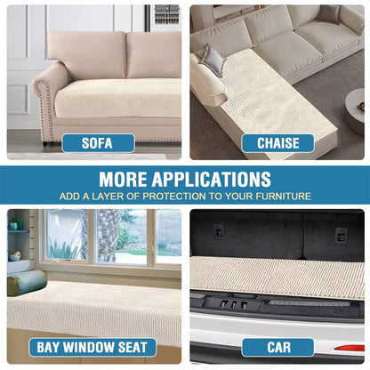 H.Versailtex Chenille Dog Bed Cover Thick Soft Sofa Covers for 3 Cushion Couch Anti Slip Sofa Slipcovers Furniture Protector for Dog, Pet, Cat (90x208cm, Ivory)