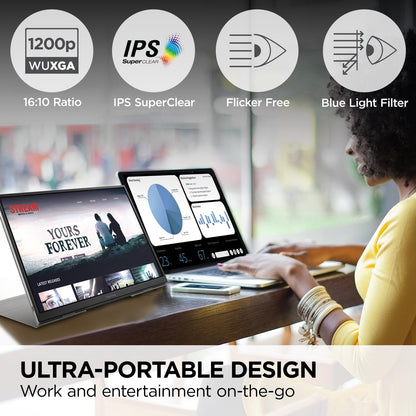 ViewSonic VG1655 15.6 Inch 1080p Portable Monitor with 2 Way Powered 60W USB C, IPS, Eye Care, Dual Speakers, Built-in Stand with Magnetic Cover