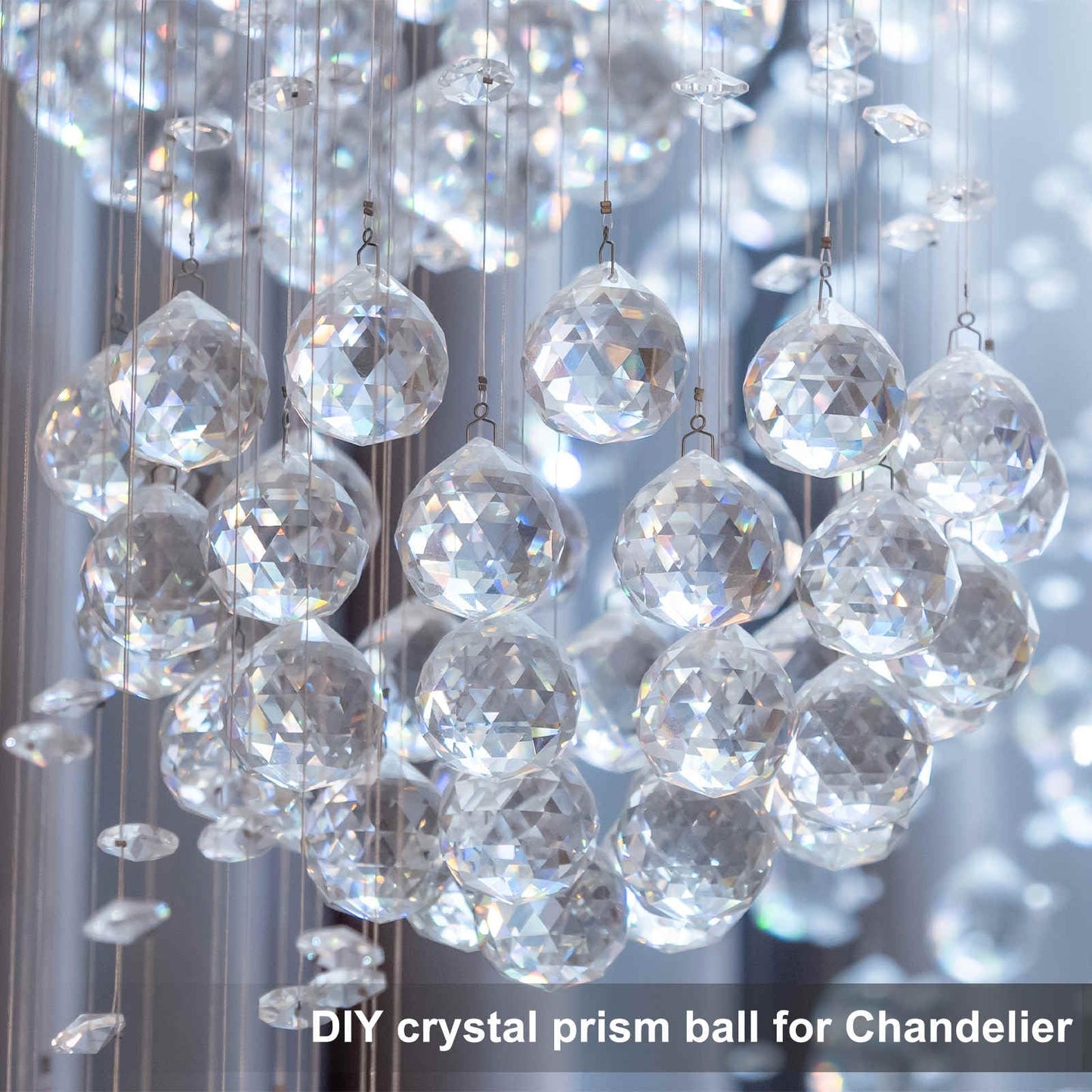 MECCANIXITY 20Pack Crystal Ball Prism, 20mm/0.8" Decorative Ball Sun Shine Catcher Suncatcher Beads for Chandelier Window Wedding Decoration Home Decor, Light Blue
