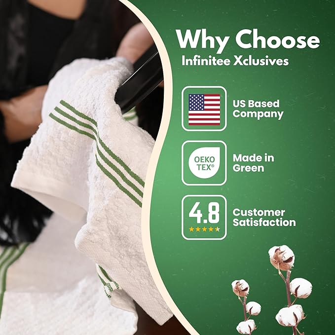 Infinitee Xclusives Premium Kitchen Towels – Pack of 3, 100% Cotton 15 x 25