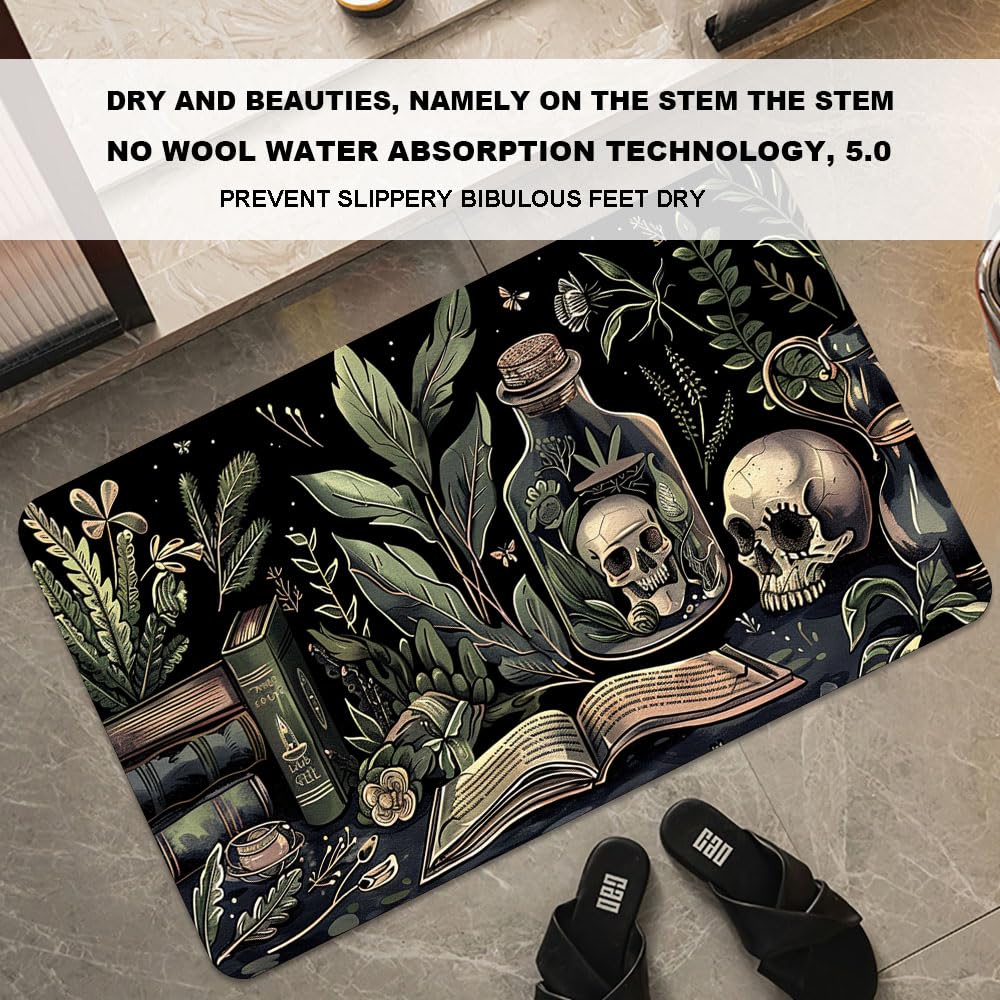 ZHUZHISHAN Bath Mat-Bathroom Rug，Books and Skulls-Absorbent Non Slip Quick Dry Stain Resistant Easy to Clean Care Shower Rug for Bathtub Shower Room 16×24Inch (40 * 60cm)