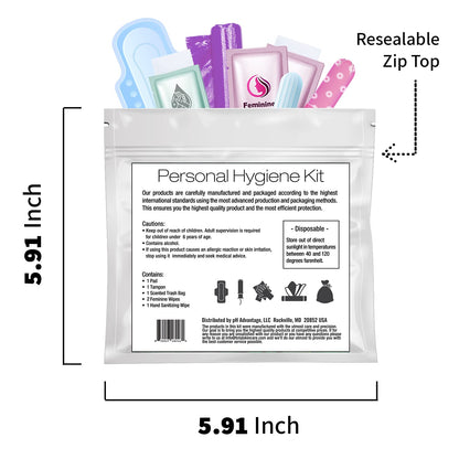 Menstrual Kit All-in-One 10 Pack | Convenience on The Go | Period Kit Pack for Travelling, Tweens & Teenager | Individually Wrapped Feminine Hygiene Product (Black Treads)