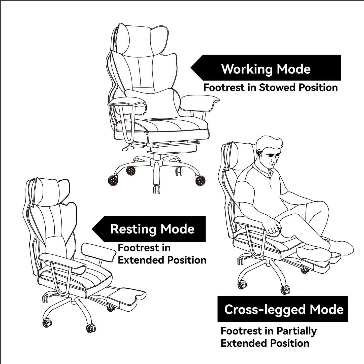 Efomao Big and Tall Office Chair 400lbs – PU Leather Executive Office Chair with Lumbar Support & Leg Rest, Heavy-Duty Computer Chair for Home Office, Brown