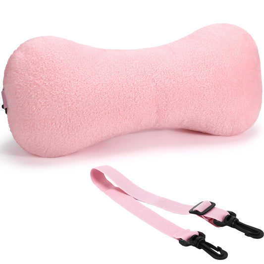 1 Pc Neck Pillow for Recliner Headrest Pillow Bone Shaped Chair Plush with Adjustable Strap Neck Support and Pain Relief Curve Head Cushion for Car Travel Airplane (Grey)