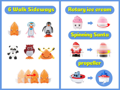 aruemp 28 Pieces Assorted Wind-up Toys for Kids, Wind Up Animals Bulk Flipping Walking Jumping Swimming Clockwork Toys Stocking Stuffers for Kids, Xmas Gifts