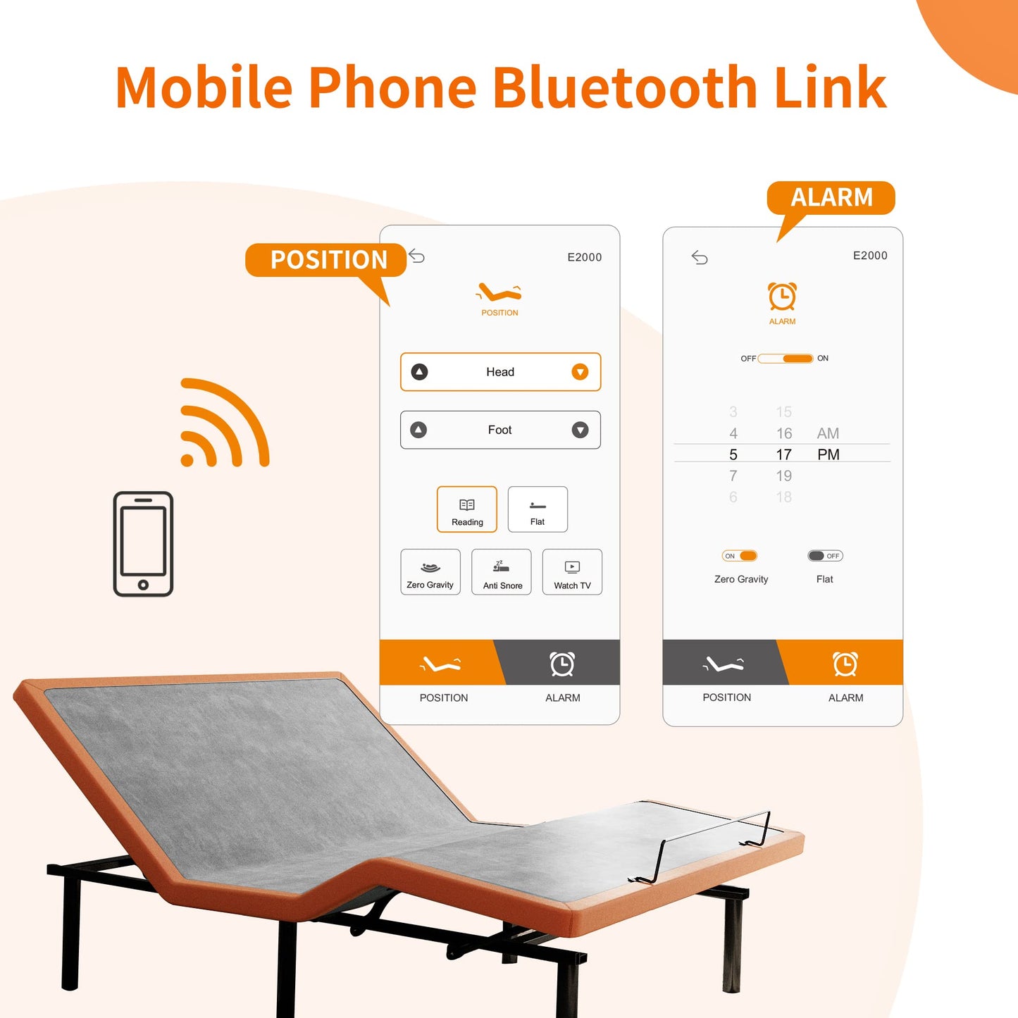 ESHINE Adjustable Bed Frame - Split King Bed Base with Massage, Pillow-tilt, Smart APP Control, Ergonomic Incline, Zero Gravity, Dual USB Port, Under Bed Light, Wireless Remote, 5000 Series
