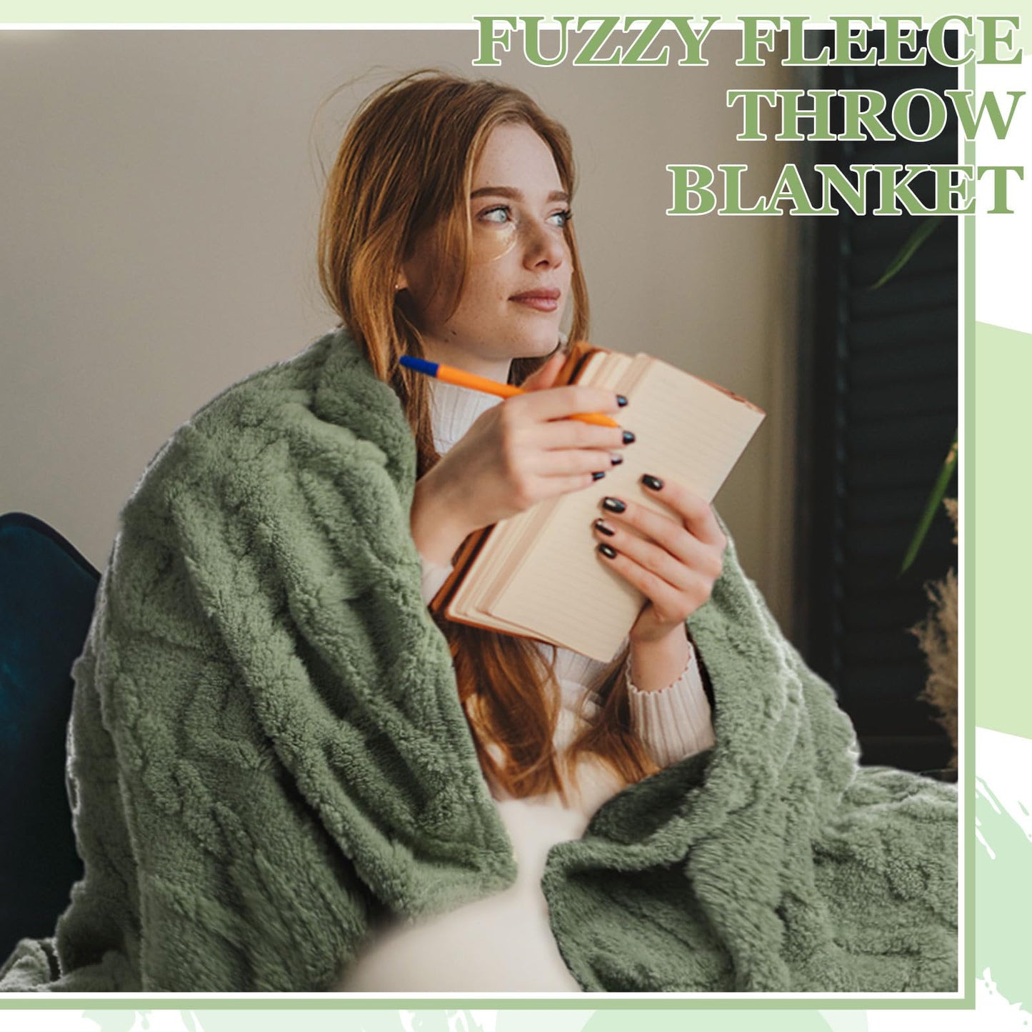 Buryeah 6 Pcs Wedding Guests Throw Blanket Bulk 50" x 60" Jacquard Argyle Throw Textured Solid Soft Throws and Blankets for Sherpa Sofa Bed Knitted Decorative(Sage Green)