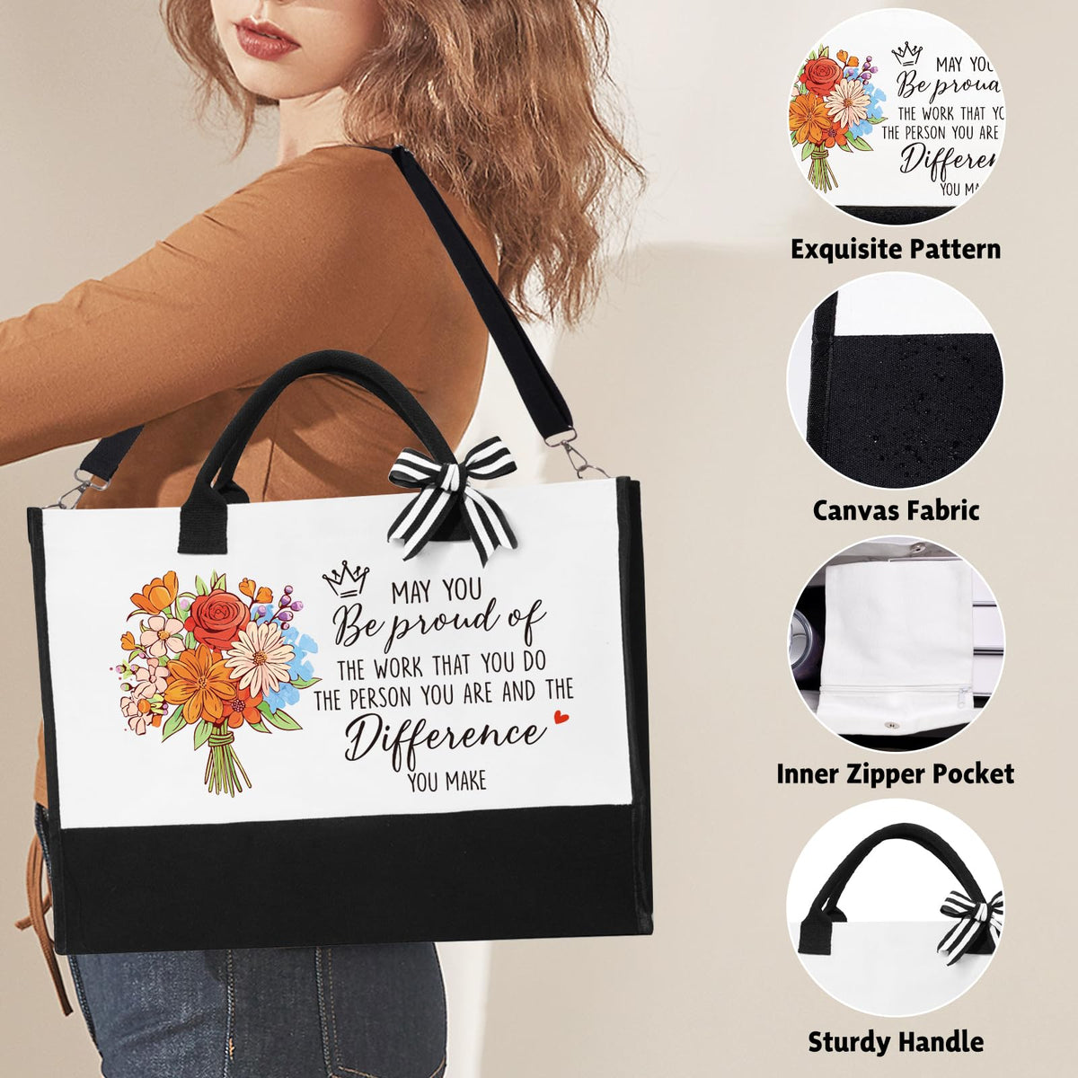 iAOVUEBY Thank You Gifts for Women, Employee Appreciation Gifts Baskets for Women, Coworkers Teacher Nurse Secretary Mentor Retirement Thank You Gift Ideas, Canvas Tote Bag Tumbler Gratitude Gift Box