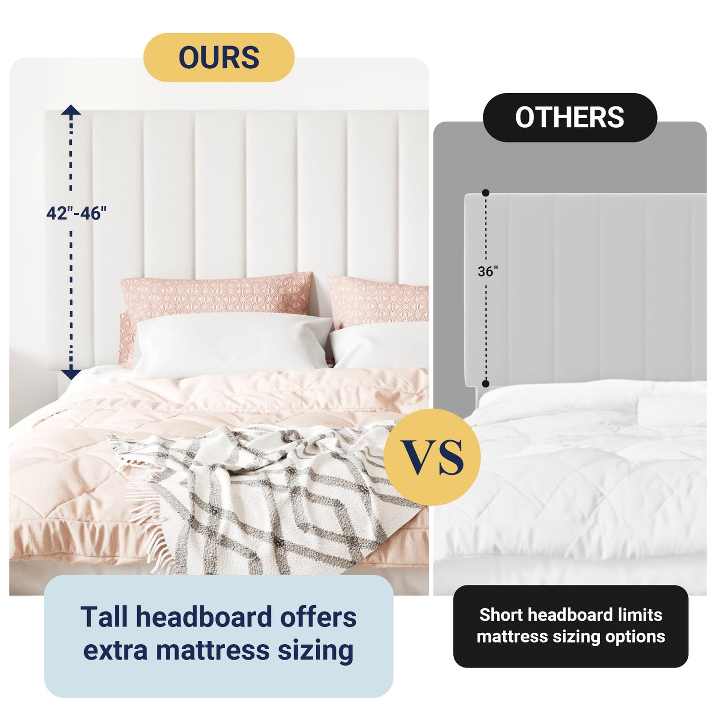 Allewie Full Size Storage Bed Frame, Vertical Channel Tufted Adjustable Headboard, Velvet Upholstered Platform Bed with 4 Oversized Underbed Drawers, Wooden Slats Support, No Box Spring Needed, White