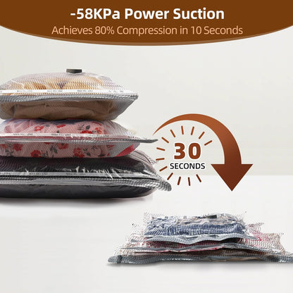 VACKFOX 15 Pack Vacuum Compression Bags for Travel, Carry-on Size Seal Packing Cubes for Luggage,Vacuum Storage Bags, Space Saver for Clothes 80% for Travel & Home(No pump)