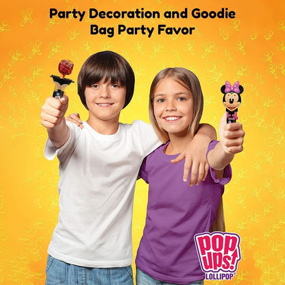Pop Ups! Minnie & Mickey Mouse Lollipop Holder - 12 Lollipops with Cases - Individually Wrapped Candy Party Favors - Mickey Mouse Candy - Bulk Set of 12