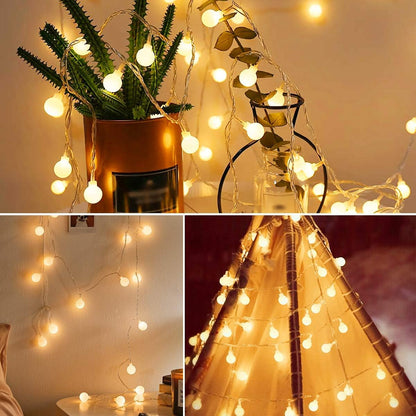 Fulighture Fairy Lights, 2 Lighting Modes, 16ft 40LEDs Ball IP65 Globe String Light Battery Operated, Decoraction for Indoor Lighting, Bedroom, Wedding, Party, Christmas, Tree (Warm White)