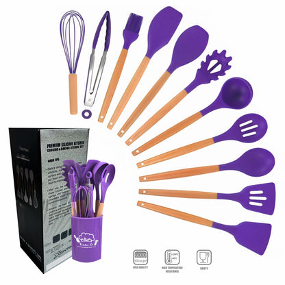 Silicone Kitchen Cooking Utensils Set, 12Pcs, Creative Baking Silicone Shovel Piece Non-Stick Frying Cooking