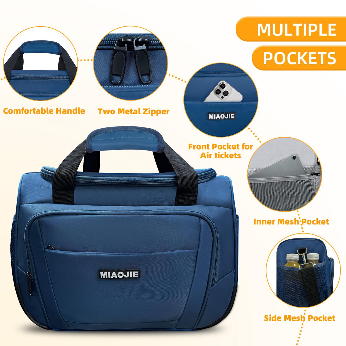 Underseat Carry On Luggage Lightweight Travel Tote Weekender Bag Overnight Duffle Bag for Travel, Travel Essentials Personal Item Travel Bag for Women and Men, Blue-16Inch