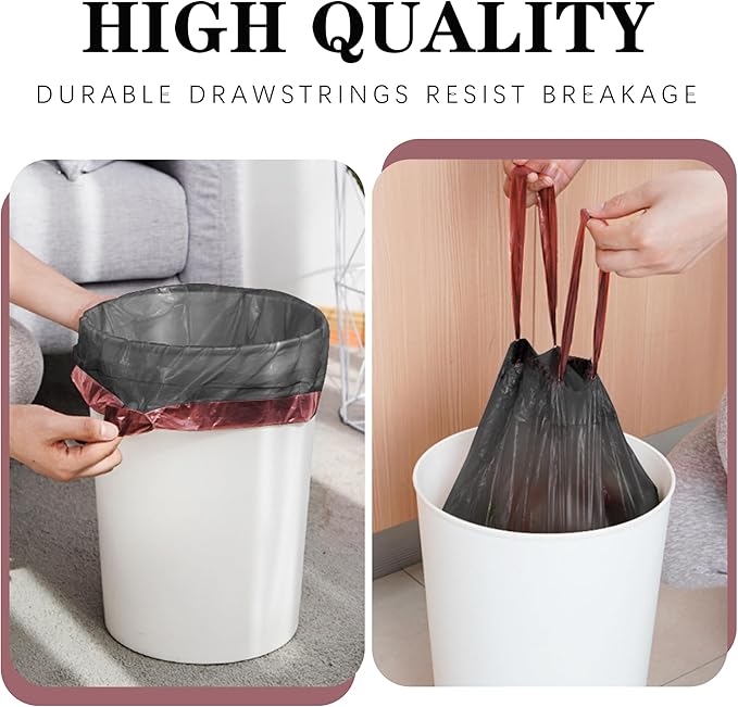 8 Gallon Trash Bags 120 Count Black Drawstring Garbage Bags