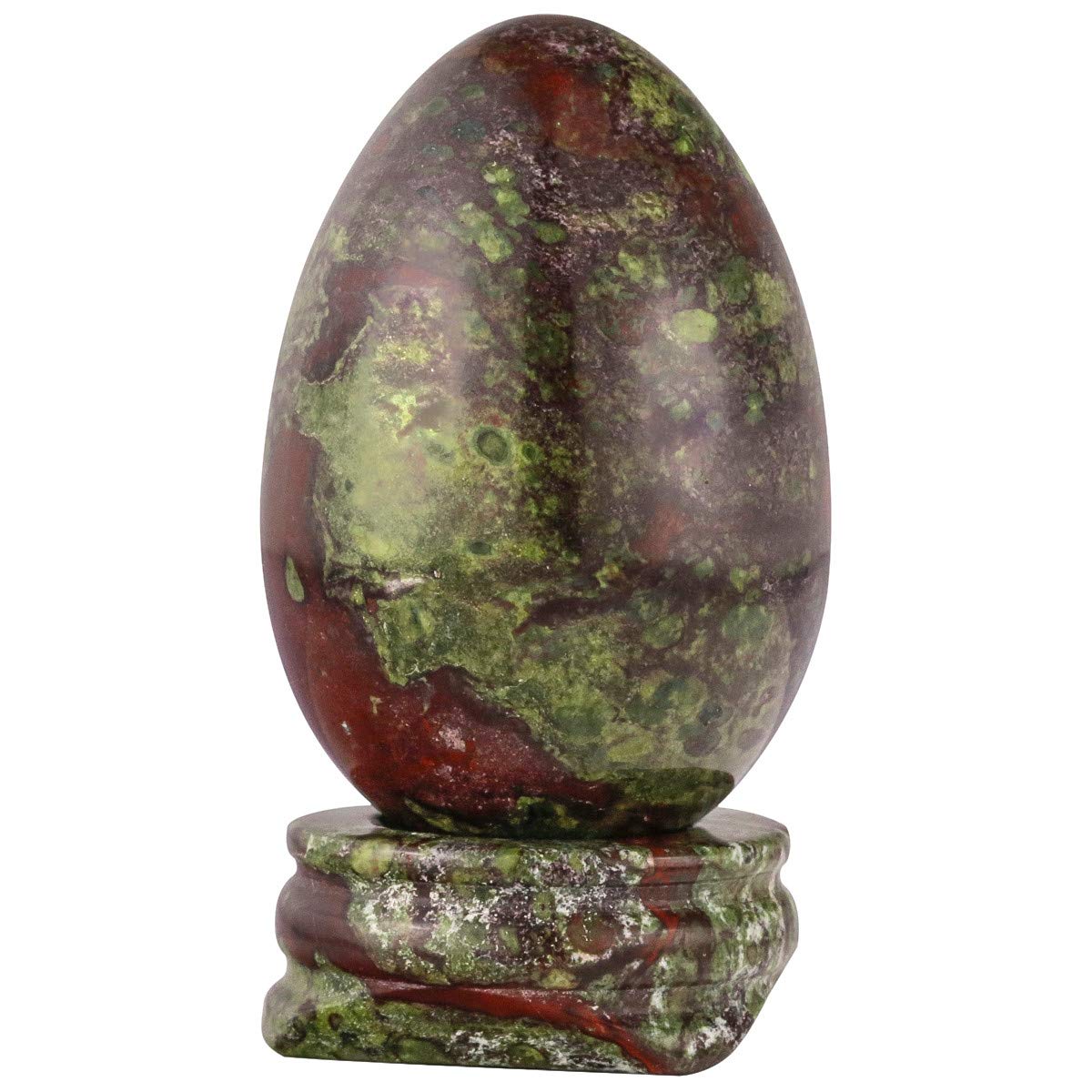 mookaitedecor Bundle - 2 Items: Natural Raw Amber Calcite Crystal Cluster Geode Stone & Dragon Blood Jasper Crystal Egg with Stone Stand for Home Decor