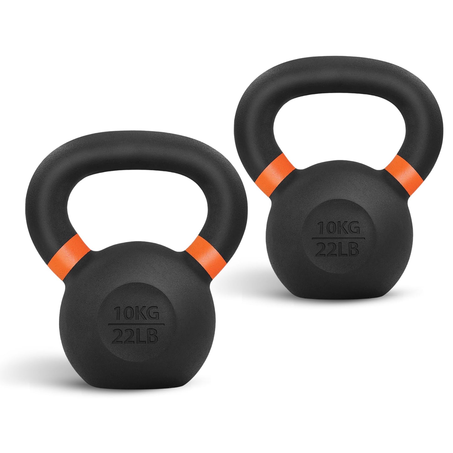 Yes4All Powder Coated Kettlebell, Cast Iron Core Kettlebells with Non-Slip Handle & Flat Bottom for Conditioning, Heavy Duty for Strength Training, 9lb to 71lb - Single & Pair