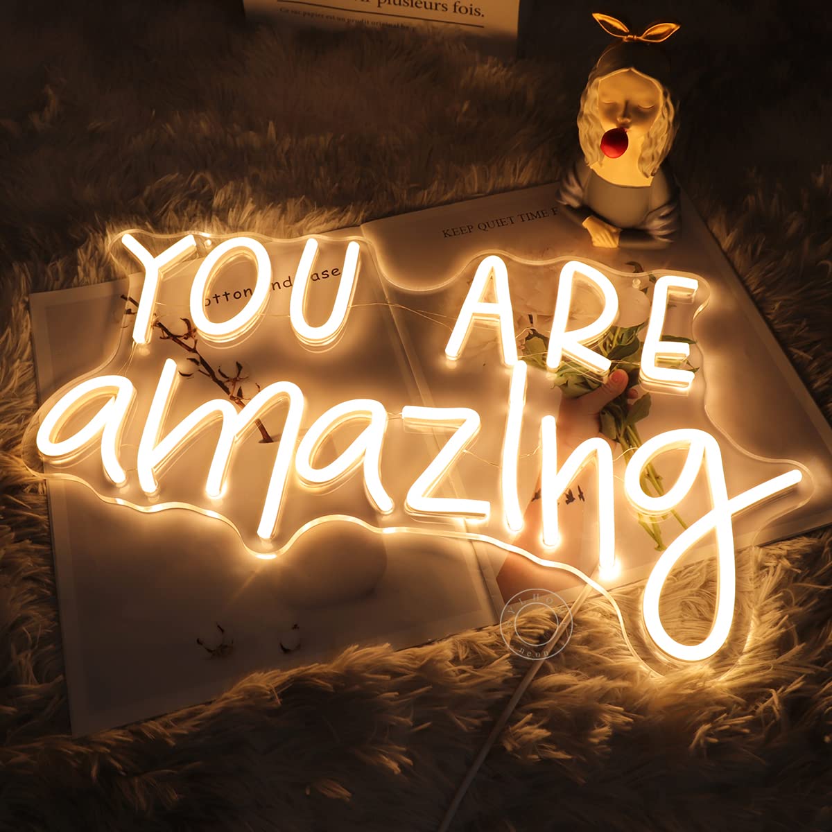 SYLHOME You Are Amazing LED Neon Light Sign 5V Girls Boys Bedroom Living Room Classroom Wall Decor Sign Hanging Smart Kid Birthday USB 16.9" X 10.6" Warm White