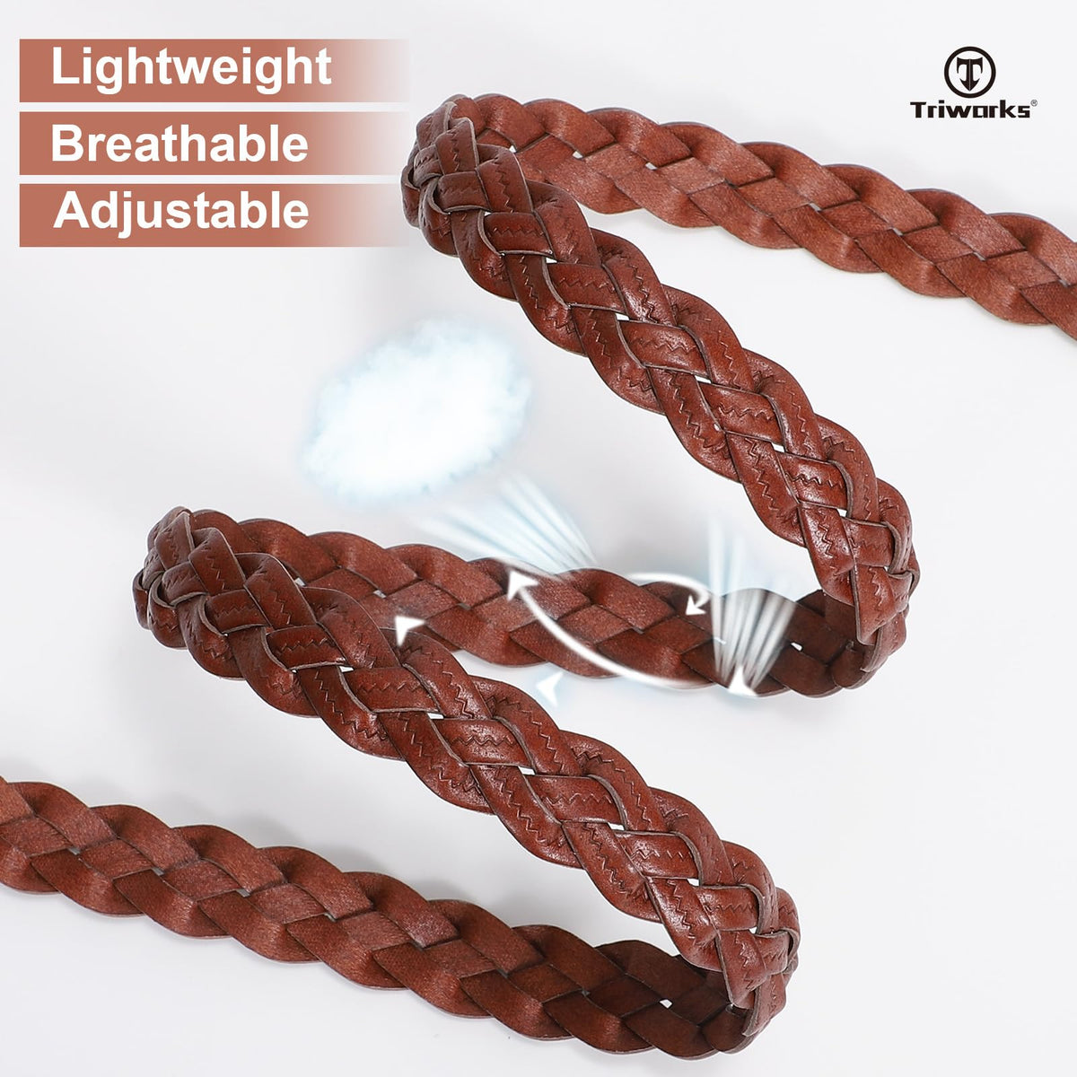 TRIWORKS 2 Pack Women's Leather Braided Skinny Belts Woven Thin Waist Belts for Jeans Pants Dresses