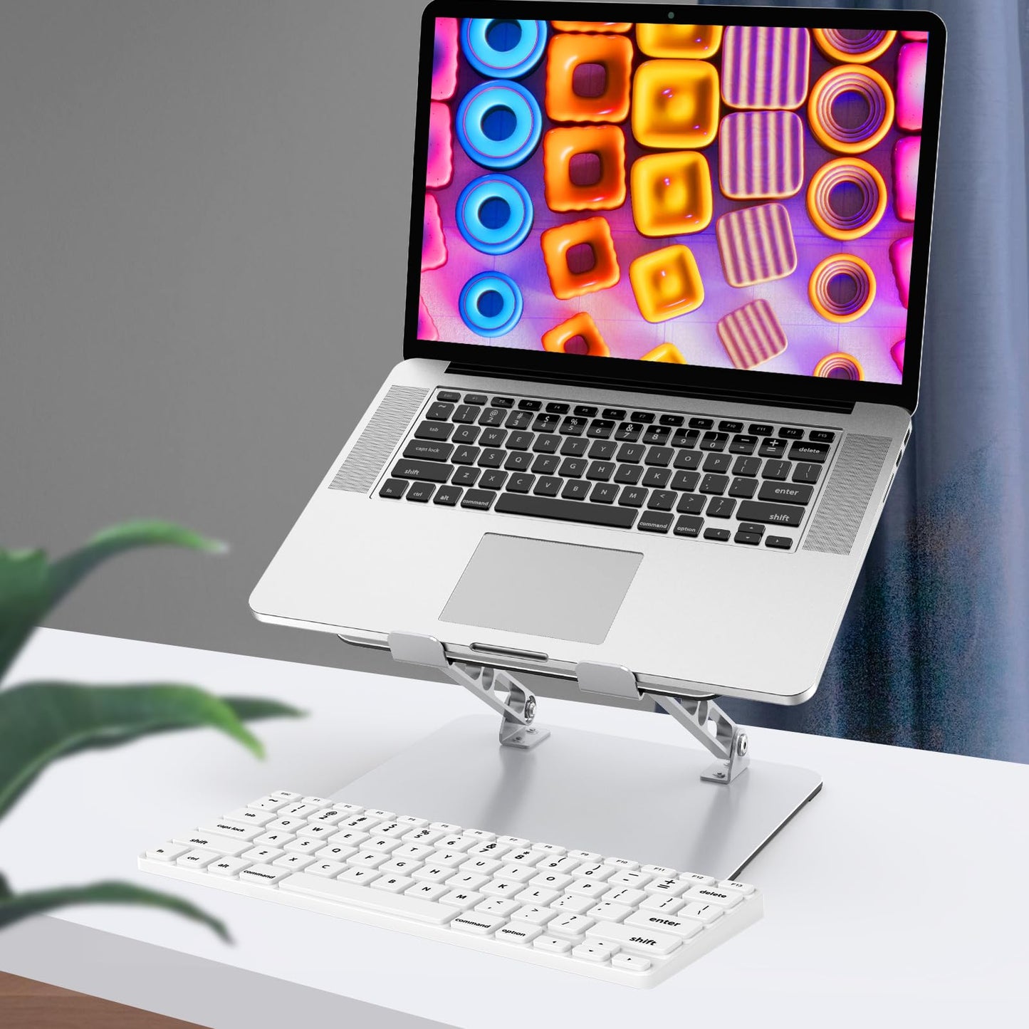 Gogoonike Laptop Stand for Desk, Adjustable Laptop Riser, Metal Foldable Computer Stand Holder Portable Notebook Mount, Ventilated Cooling Notebook Stand Compatible with 10-15.6” Laptops
