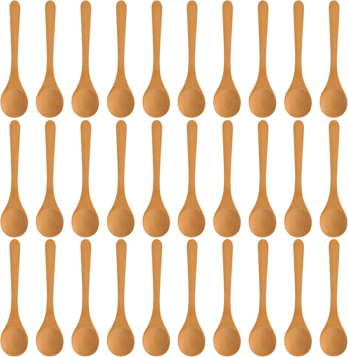 jiebor 60Pcs Mini Small Wooden Spoons Tiny Wood Spoons Bulk for Tea Coffee Sugar Ice Cream Salt Spices Honey Jars Home Kitchen 5.1inch
