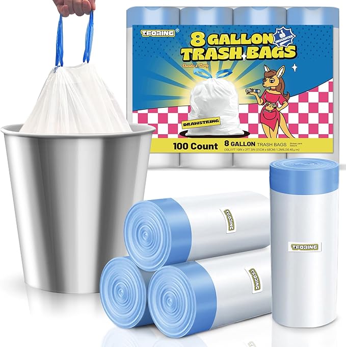 8 Gallon Trash Bags Drawstring 1.2 Mil