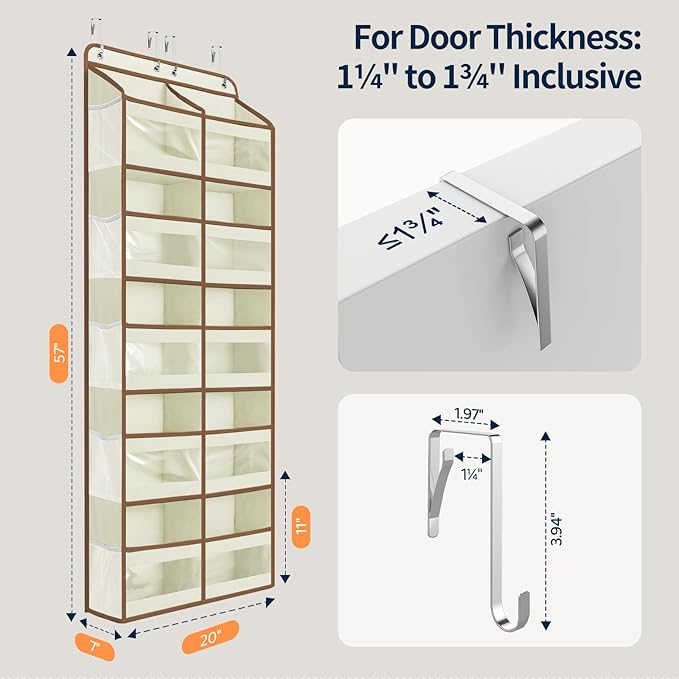 Yecaye 5-Tier Over The Door Organizer Dual-Column, 80lbs Load Over The Door