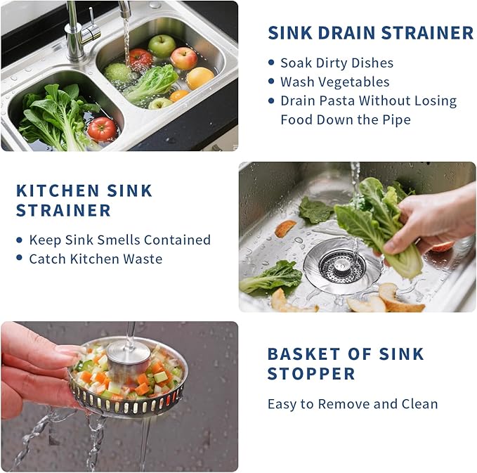 3-in-1 Kitchen Sink Drain Strainer