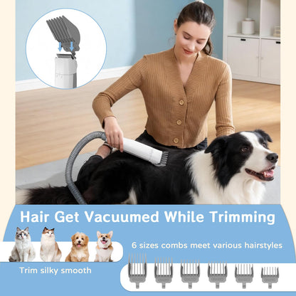 8VR Dog Grooming Kit, Pet Grooming Vacuum with Pet Clipper Nail Grinder, Dog Hair Vacuum with 6 Pet Grooming Tools for Dogs Cats Shedding Grooming