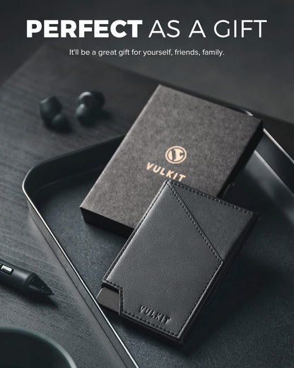 VULKIT Pop up Card Wallet RFID Blocking Slim Aluminum Metal Bank Card Holder Case with Business Money Pocket for Credit Cards Notes and Coins