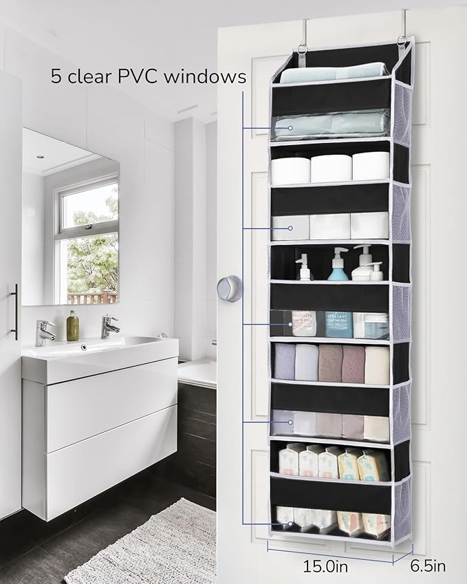 ULG 1 Pack Over The Door Organizer – 5 Shelf Door Organizer Hanging & 10 Side