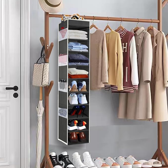 Large-Sized Hanging Shoe Organizer 10-Shelf, Sturdy Hanging Closet Organizer