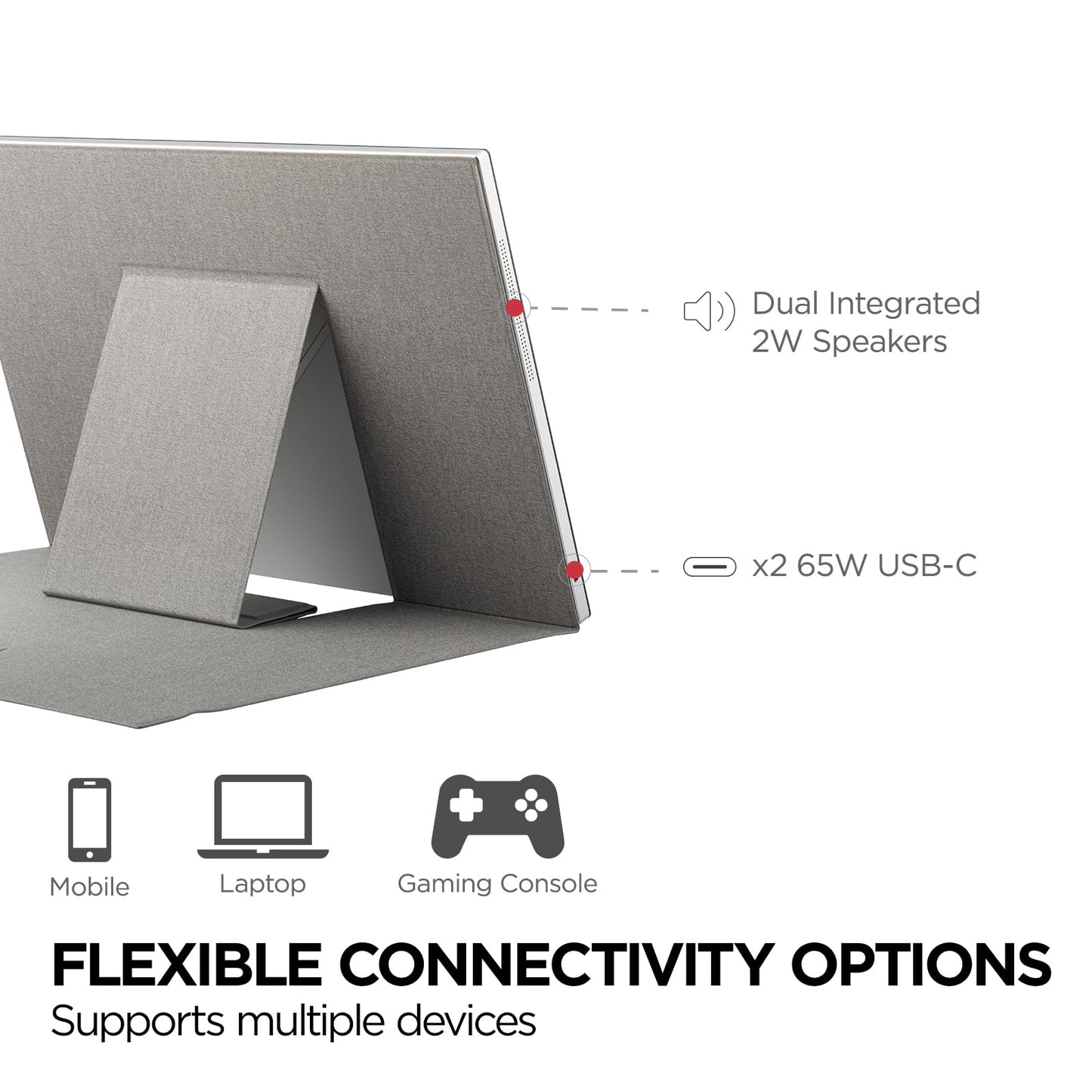 ViewSonic VA1653 16 Inch 1080p FHD IPS Portable Monitor with Eye Care, Built-in Stand, USB C, Mini HDMI, and Protective Case External Second Screen for Laptops, PC, Mac, and Gaming Consoles