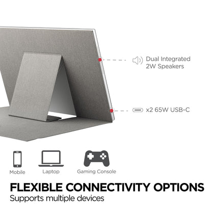 ViewSonic VA1653 16 Inch 1080p FHD IPS Portable Monitor with Eye Care, Built-in Stand, USB C, Mini HDMI, and Protective Case External Second Screen for Laptops, PC, Mac, and Gaming Consoles