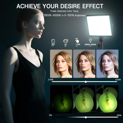 NiceVeedi 2-Pack Photography Lighting Kit, 25 * 20CM Dimmable15W LED Studio Video Light, Stream Selfie Light for Recording/Game Streaming/Camera Portrait, With 160CM Tripod (15w-2 Pack)